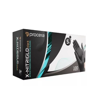 Kesztyű  8-10 Procera Nitrilgo fekete 100pár/doboz