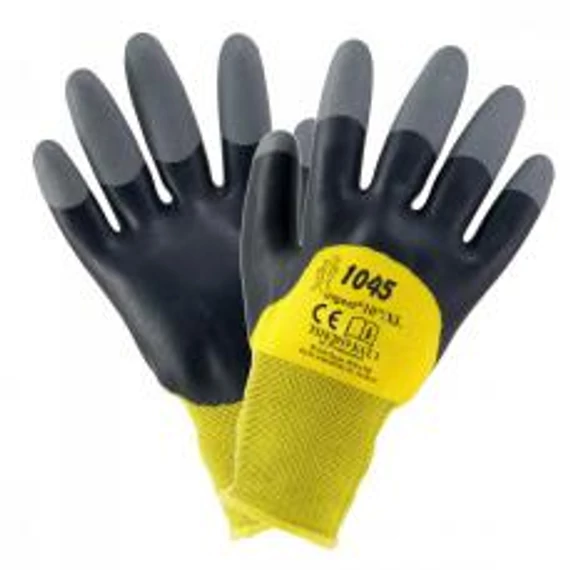 Kesztyű Urgent 1045 Duplán Mártott Latex Sárga Fekete