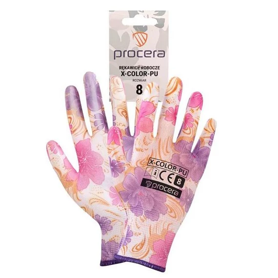 Munkavédelmi kesztyű 8 Procera X-color Mártott Virágos Női