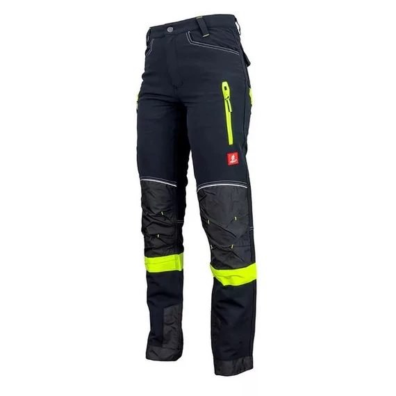 Munkavédelmi Deréknadrág 48 Urgent 719 softshell fekete-neon
