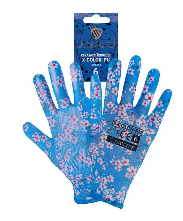 Munkavédelmi kesztyű 6 Procera X-color Mártott Virágos Női